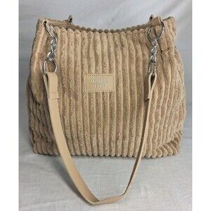 Meiduola Womens Tan Thick Whale Corduroy Shoulder Tote Bag Zip Purse Boho